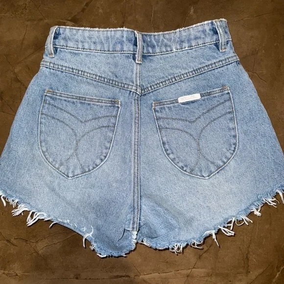 ROLLA'S Light Blue Distressed Jean Shorts Sylvia Blue High Rise - Picture 3 of 7